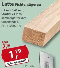 Sonderpreis Baumarkt Latte Fichte, sägerau Angebot