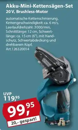 Sonderpreis Baumarkt GERMANIA Plattform 2.0 Akku-Mini-Kettensägen-Set 20 V, Brushless-Motor Angebot