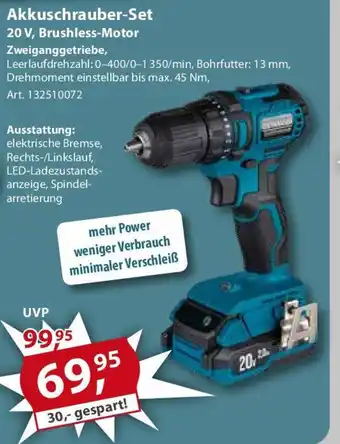 Sonderpreis Baumarkt GERMANIA Plattform 2.0 Akkuschrauber-Set 20 V, Brushless-Motor Angebot