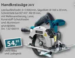 Sonderpreis Baumarkt GERMANIA Handkreissäge 20 V Angebot