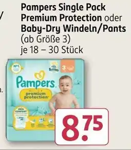 Rossmann Pampers Single Pack Premium Protection oder Baby-Dry Windeln/Pants Angebot