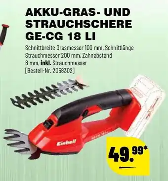 Leitermann Baumarkt Einhell Akku Gras und Strauchschere GE-CG 18 LI Angebot