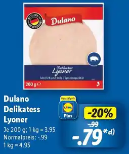 Lidl Dulano Delikatess Lyoner Angebot