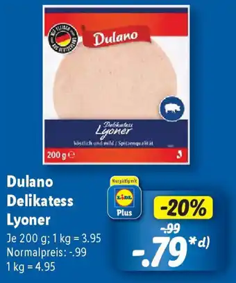 Lidl Dulano Delikatess Lyoner Angebot