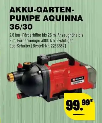 Leitermann Baumarkt Akku Gartenpumpe Aquinna 36/30 Angebot