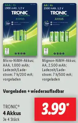 Lidl TRONIC 4 Akkus Angebot