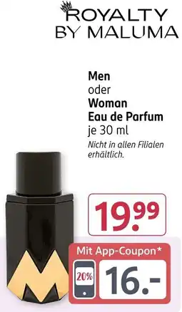 Rossmann ROYALTY BY MALUMA Men oder Woman Eau de Parfum Angebot