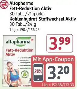 Rossmann Altapharma Fett-Reduktion Aktiv oder Kohlenhydrat-Stoffwechsel Aktiv Angebot