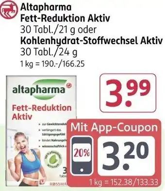 Rossmann Altapharma Fett-Reduktion Aktiv oder Kohlenhydrat-Stoffwechsel Aktiv Angebot