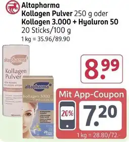 Rossmann Altapharma Kollagen Pulver oder Kollagen 3.000 + Hyaluron 50 Angebot