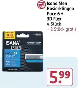 Rossmann Isana Men Rasierklingen Pace 6+ 3D Flex Angebot