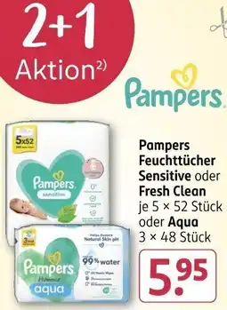 Rossmann Pampers Feuchttücher Sensitive oder Fresh Clean Angebot