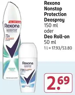 Rossmann Rexona Nonstop Protection Deospray oder Deo Roll-on Angebot