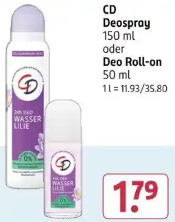 Rossmann CD Deospray oder Deo Roll-on Angebot