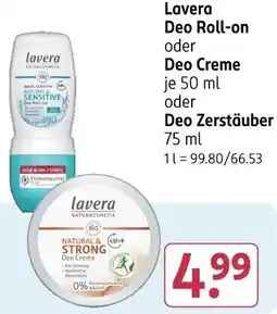 Rossmann Lavera Deo Roll-on oder Deo Creme oder Deo Zerstäuber Angebot