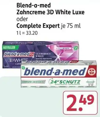 Rossmann Blend-a-med Zahncreme 3D White Luxe oder Complete Expert Angebot