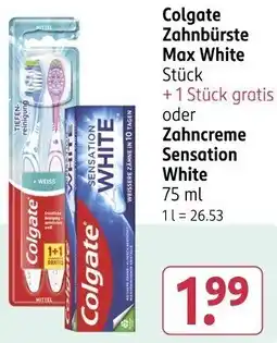 Rossmann Colgate Zahnbürste Max White oder Zahncreme Sensation White Angebot