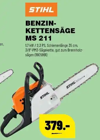 Leitermann Baumarkt Stihl Benzin Kettensäge MS 211 Angebot