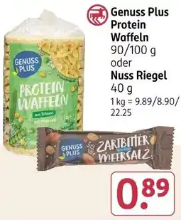 Rossmann Genuss Plus Protein Waffeln oder Nuss Riegel Angebot