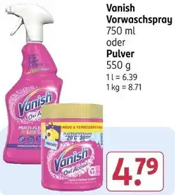 Rossmann Vanish Vorwaschspray oder Pulver Angebot
