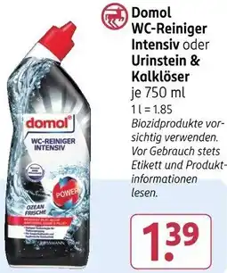 Rossmann Domol WC-Reiniger Intensiv oder Urinstein & Kalklöser Angebot