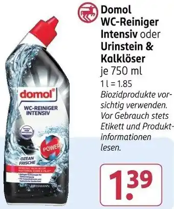 Rossmann Domol WC-Reiniger Intensiv oder Urinstein & Kalklöser Angebot
