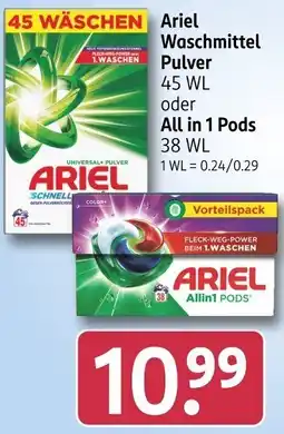 Rossmann Ariel Waschmittel Pulver oder All in 1 Pods Angebot