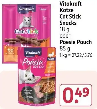 Rossmann Vitakraft Katze Cat Stick Snacks oder Poesie Pouch Angebot