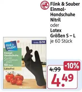 Rossmann Flink & Sauber Einmal Handschuhe Nitril oder Latex Angebot