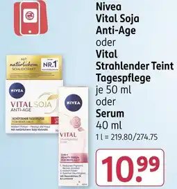 Rossmann Nivea Vital Soja Anti-Age oder Vital Strahlender Teint Tagespflege oder Serum Angebot