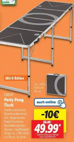 Lidl CRIVIT Party Pong Tisch Angebot
