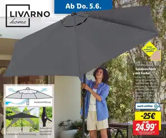 Lidl LIVARNO home Sonnenschirm mit Kurbel Angebot