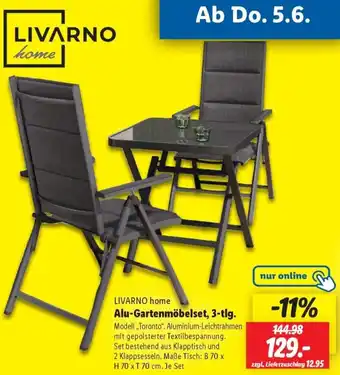 Lidl LIVARNO home Alu-Gartenmöbelset, 3-tlg. Angebot