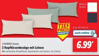 Lidl LIVARNO home 2 Kopfkissenbezüge mit Leinen Angebot