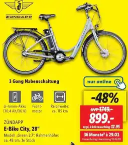 Lidl ZÜNDAPP E-Bike City, 28" Angebot