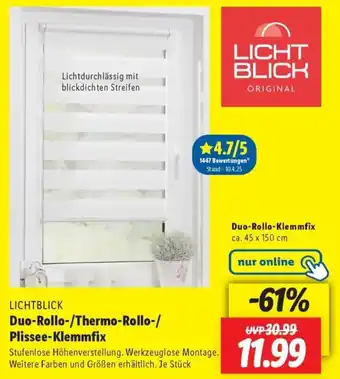 Lidl LICHTBLICK Duo-Rollo-Klemmfix Angebot