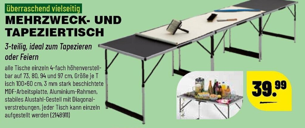 Mehrzweck und Tapeziertisch Angebot bei Leitermann Baumarkt