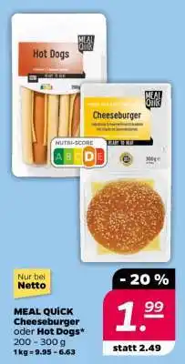 NETTO MEAL QUICK Cheeseburger oder Hot Dogs Angebot