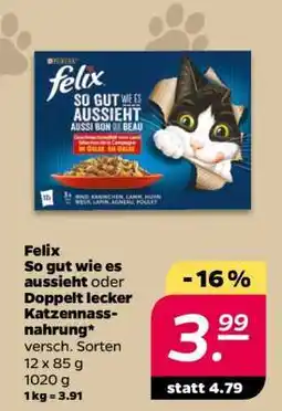 NETTO Felix 'So gut wie es aussieht' oder 'Doppelt lecker' Katzennassnahrung Angebot
