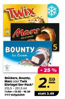 NETTO Snickers, Bounty, Mars oder Twix Eisriegel 5er-Pack Angebot