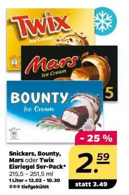 NETTO Snickers, Bounty, Mars oder Twix Eisriegel 5er-Pack Angebot