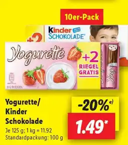 Lidl Yogurette/ Kinder Schokolade Angebot