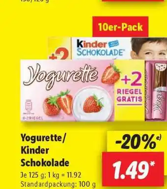 Lidl Yogurette/ Kinder Schokolade Angebot