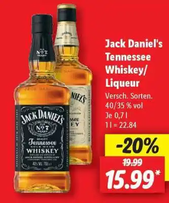 Lidl Jack Daniel's Tennessee Whiskey/Liqueur Angebot