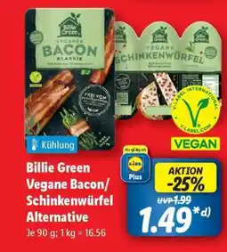 Lidl Billie Green Vegane Bacon/Schinkenwürfel Alternative Angebot