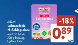 Aldi Süd MILSANI Laktosefreie H-Schlagsahne Angebot