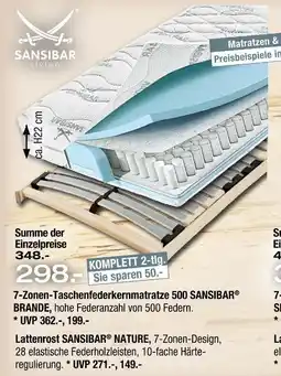 Ostermann Sansibar 7-zonen-taschenfederkernmatratze 500 sansibar oder lattenrost sansibar nature Angebot