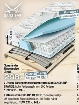 Ostermann Sansibar living 7-zonen-taschenfederkernmatratze 500 oder lattenrost nature Angebot