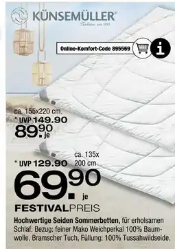 Ostermann Künsemüller hochwertige seiden sommerbetten Angebot