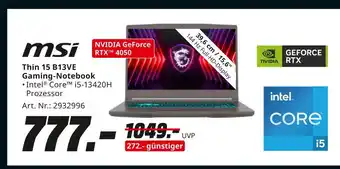 MediaMarkt Msi thin 15 b13ve gaming-notebook Angebot